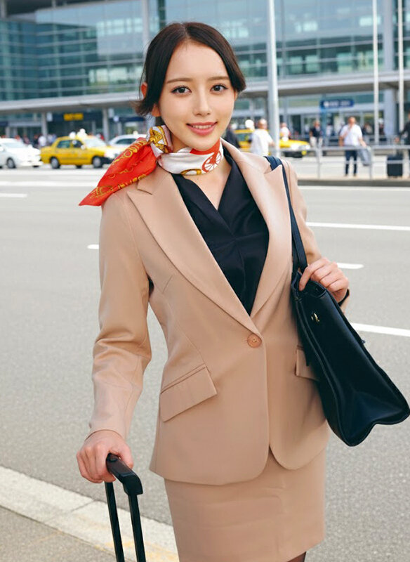 「【素人CA】巨乳キャビンアテンダントが童貞君に騎乗位で筆おろし中出し【美乳スチュワーデス】」のサンプル画像1枚目