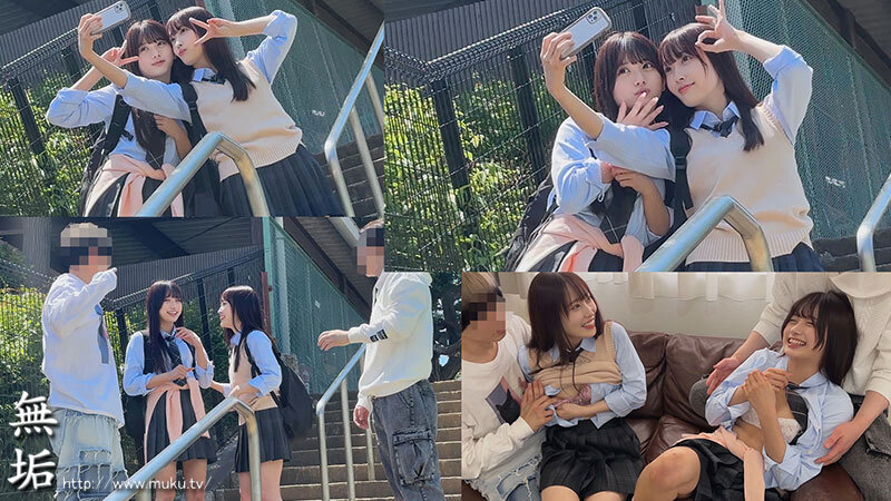 「北岡果林・天然美月が制服女子校生姿で乱交中出し3Pに挑戦!快感オフパコ体験」のサンプル画像1枚目