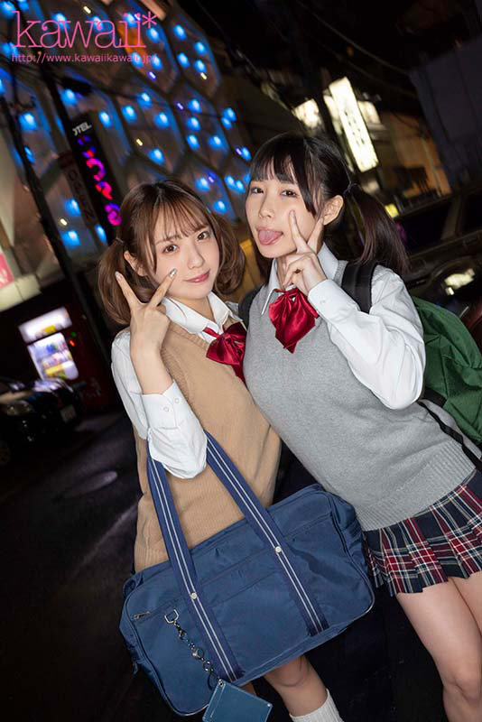 「白桃はな×横宮七海 痴女JKに弄ばれ中出し！制服女子校生とスク水で興奮のラブホ密会」のサンプル画像1枚目