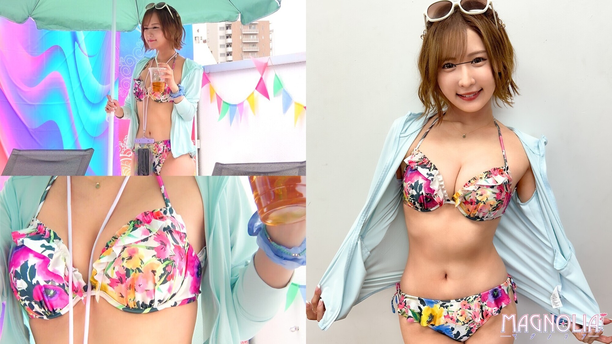 「『恋人を求めて水着ギャルと一般男性がお互いに触れ合うオイルマッサージでどこまで発展するのか！？』白ギャルとイケメンがマッチングしてヌルヌル素股で擦り合い♪･･･生ハメに発展して中イキしながら彼氏のことを忘れて浮気中出し☆【街角素人モニタリング♯なるみ】」のサムネイル